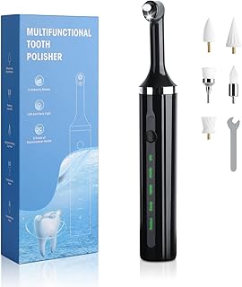 Morfone Zahnaufhellungsset, Zahnpolierer mit 5 Modi & 5 Köpfen, Bleaching Set für Zahnreinigung | Polieren | Aufhellen, USB-C LED-Licht, IPX6 Wasserdicht