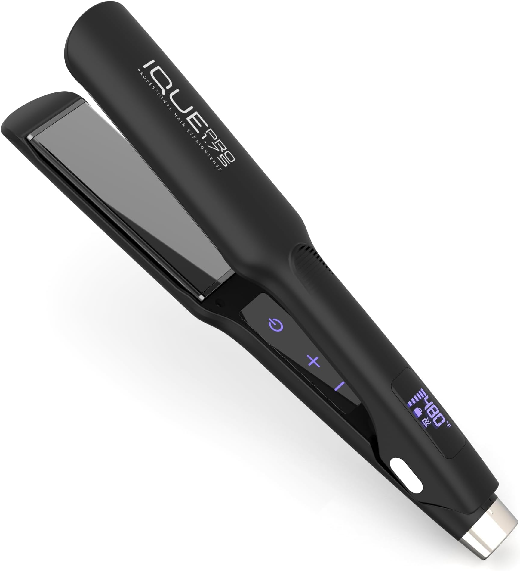 iQUE Flat Iron Hair Straightener & Curler 2-in-1 | Titanium Plates with Ionic Function | Heats in 2 Sec | Adjustable Temp up to 480°F | LCD Display | Dual Styling Tool | Dual Voltage 100-240V | 1.75"