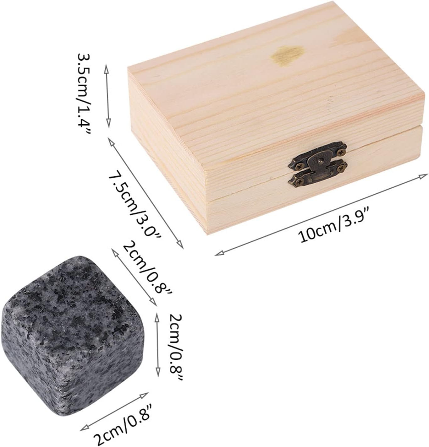 Whiskey Chilling Stones, 9Pcs Whisky Wine Chilling Stones Set Home Drink Chiller Stones Rocks Wooden Box Packaging(Sesame Gray)