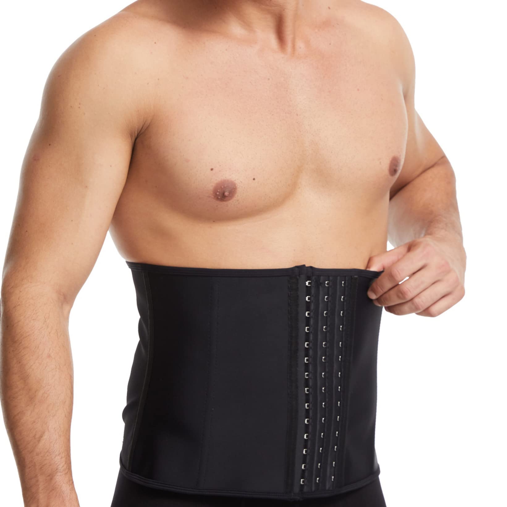 Ceinture amincissante fine pour homme - Crochets réglables - Ceinture de sudation - Respirant
