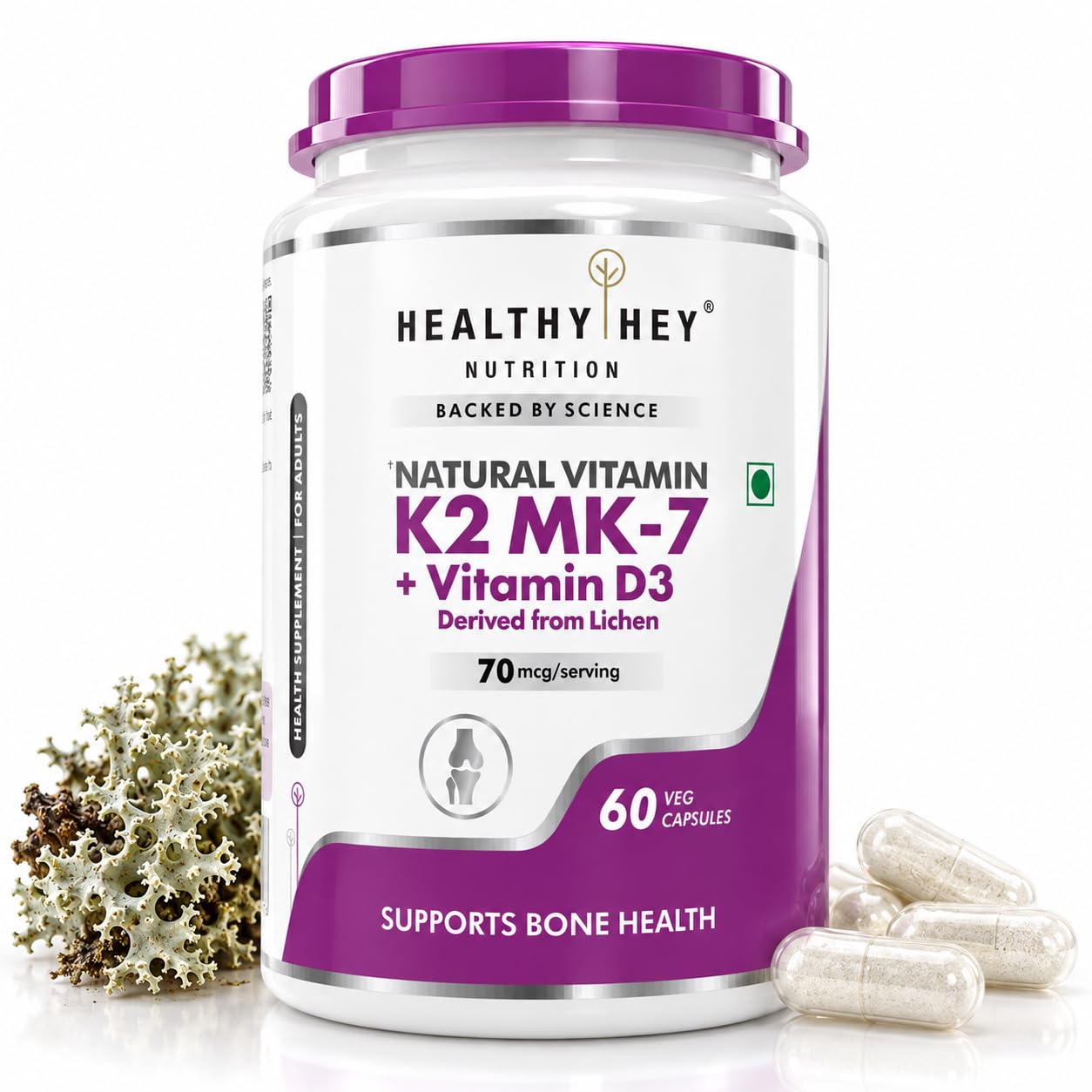 HealthyHey Natural Vitamin D3 + K2 MK-7 | 100% Vegetarian Vitamin D3 & K2 Benefits Bone Health - 120 Capsules — Amazon image 10