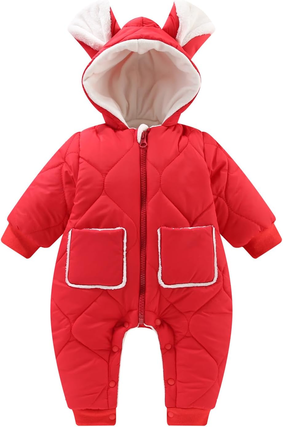Baby Infant Kids Boys Girls Jacket Winter Warm Coat Romper Ears Zipper Hooded Pocket Snowsuit Jumpsuit