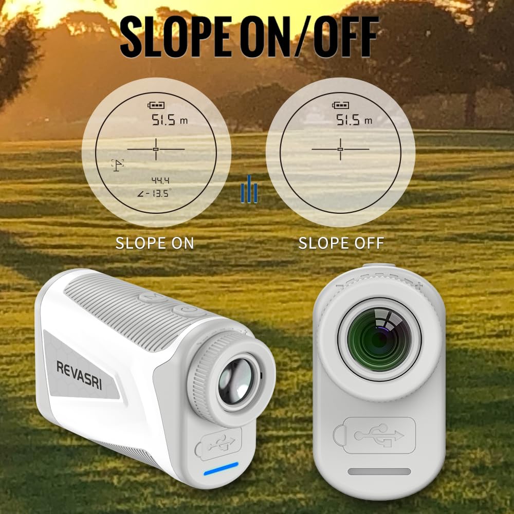 REVASRI Laser Golf Rangefinder 1000M 6X Ingrandimento Flag Lock Vibration, MIMI Golf Rangefinder con M/F/Y 3 unità | e banda magnetica per giocare a golf