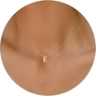 Initial Necklaces for Women, Dainty Gold Letter Necklace 14k Gold Plated Personalized Tiny Initial Pendant Necklace Monogram Cute Letter Name Choker Necklaces for Teen Girls Simple Jewelry