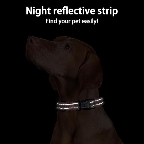 Miniatura 49 de Collar para perro Airtag con código QR, collar reflectante con soporte para Airtag, acolchado suave y hebilla de bloqueo de seguridad, collar Negro