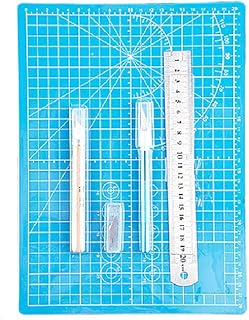 Juego de cuchillos de corte para manualidades, juego de alfombrillas de corte A5 con cuchillo y regla, herramienta de corte de arte y manualidades para proyectos de álbumes de recortes, color azul