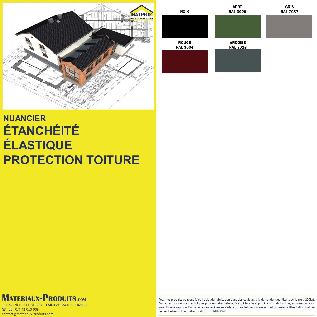 MATPRO - Étanchéité Élastique Protection Toiture - Enduit au Bitume Haute Densité - Traitement Micro-Fissures - Application Supports Souples - Noir - 2.5Kg