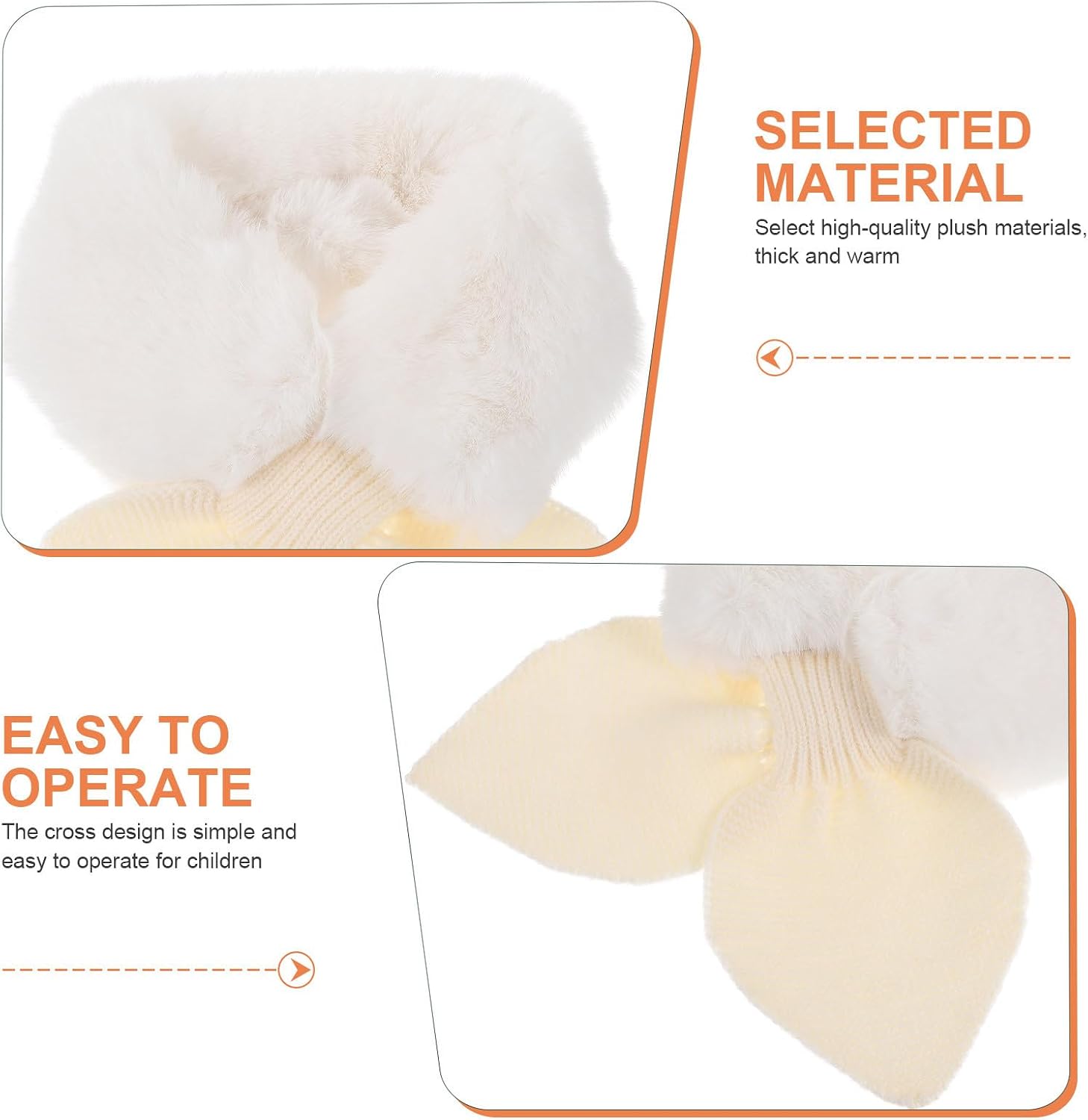 SOLUSTRE Plush Scarf Winter Thickened Neck Warmer Cross Scarf for Outdoor Warm Beige