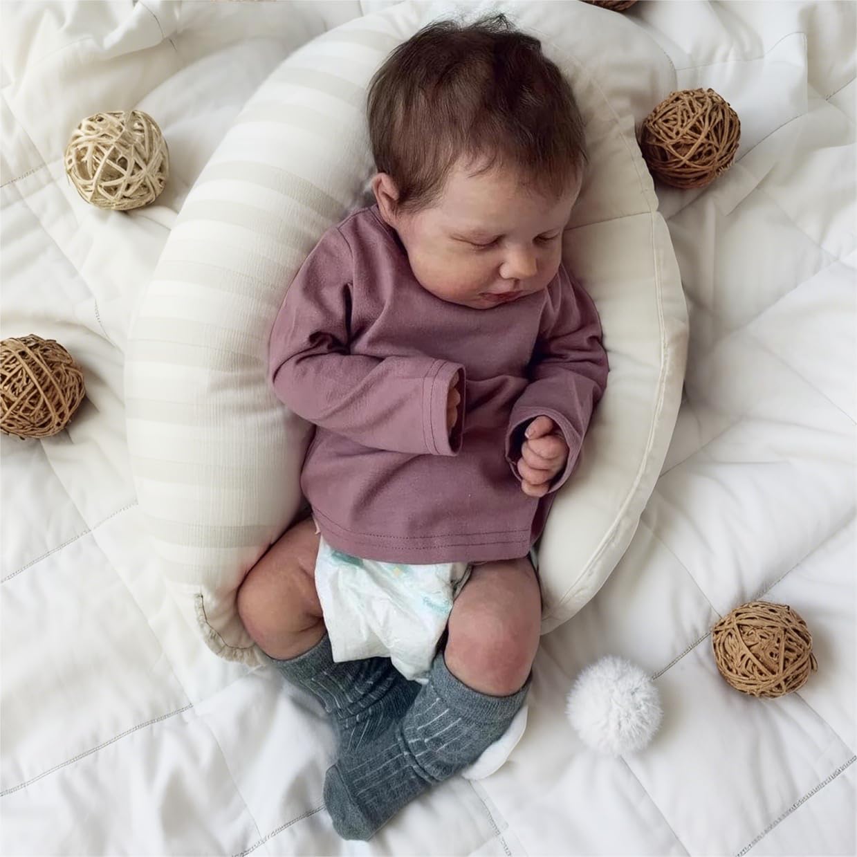 Pinky Reborn Anatomically Correct Baby Girl 20 Inch 50cm Realistic Reborn Baby Dolls Silicone Full Body Sleeping Newborn Doll Lifelike Silicone Babies Infant Doll for Kids Gifts