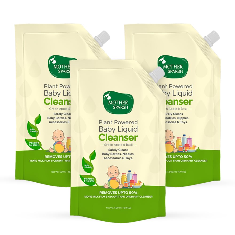 Mother Sparsh Natural Baby Liquid Cleanser (Powered by Plants) Cleanser for Baby Bottles, Nipples, Accessories and Toys, Refill Pack (500mlX3)-image-36