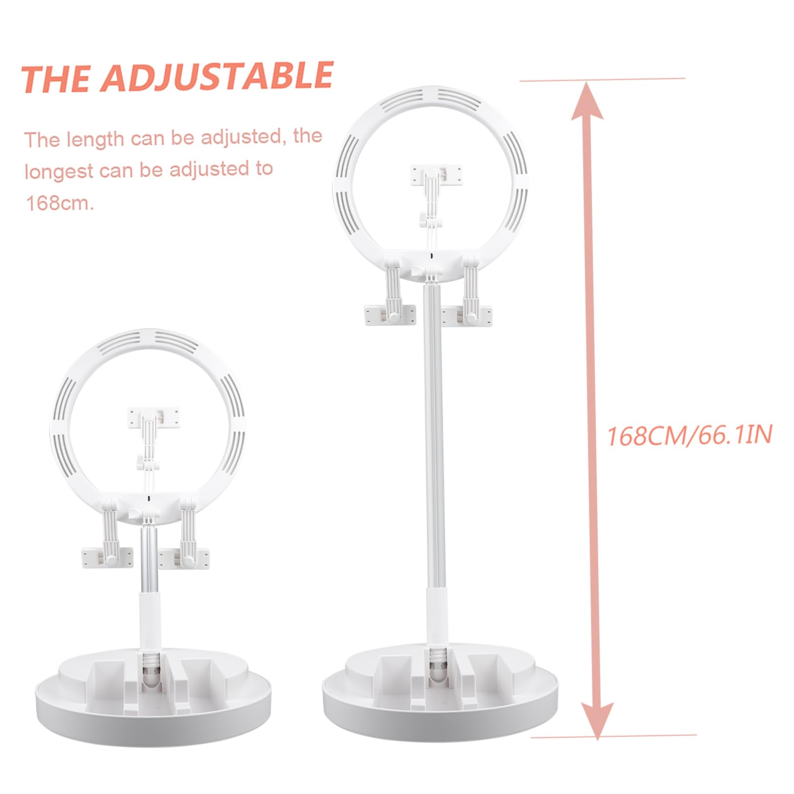 Angoily Phone Light Rack Led Selfie Light Stand 360° Rotation Dimmable White for Live Streaming Makeup Jm03