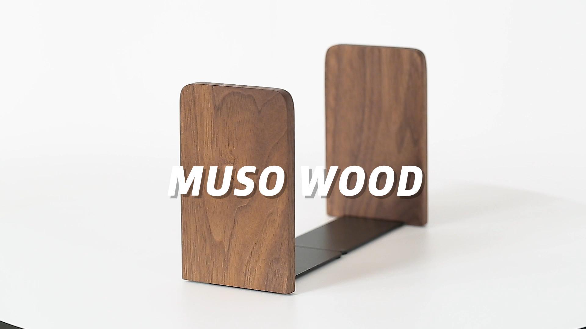 Amazon.co.jp: Muso Wood 木製 ブックエンド,8*13cm (1ペアパック