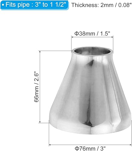Miniatura 2 de PATIKIL Reductor concéntrico, reductor concéntrico de 3 a 1 12 pulgadas, soldadura a tope de acero, tubo de acero inoxidable 304, reductor
