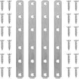 4 Pcs Straight Brackets 8 Inch Flat Brace Stainless Steel Straight Mending Plates for Wood, Heavy Duty Repair Fixing Joining Brackets with Screws