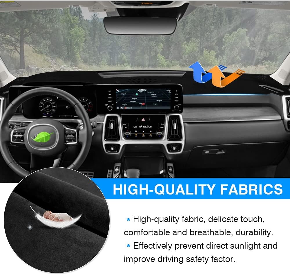 Autorder Dashboard Cover Mat for Kia Sorento 2021 2022 2023 2024 Accessories Dash Cover Flannel Dash Mat Sunshade Glare UV Rays Protector
