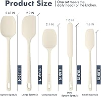 Vista 2 de 5 Pieces Silicone Spatula Set, Food Grade Rubber Spatula, Upgrade Strong Handle with Ergonomic Grip, Heat Resistant Up to 600°F for Nonstick