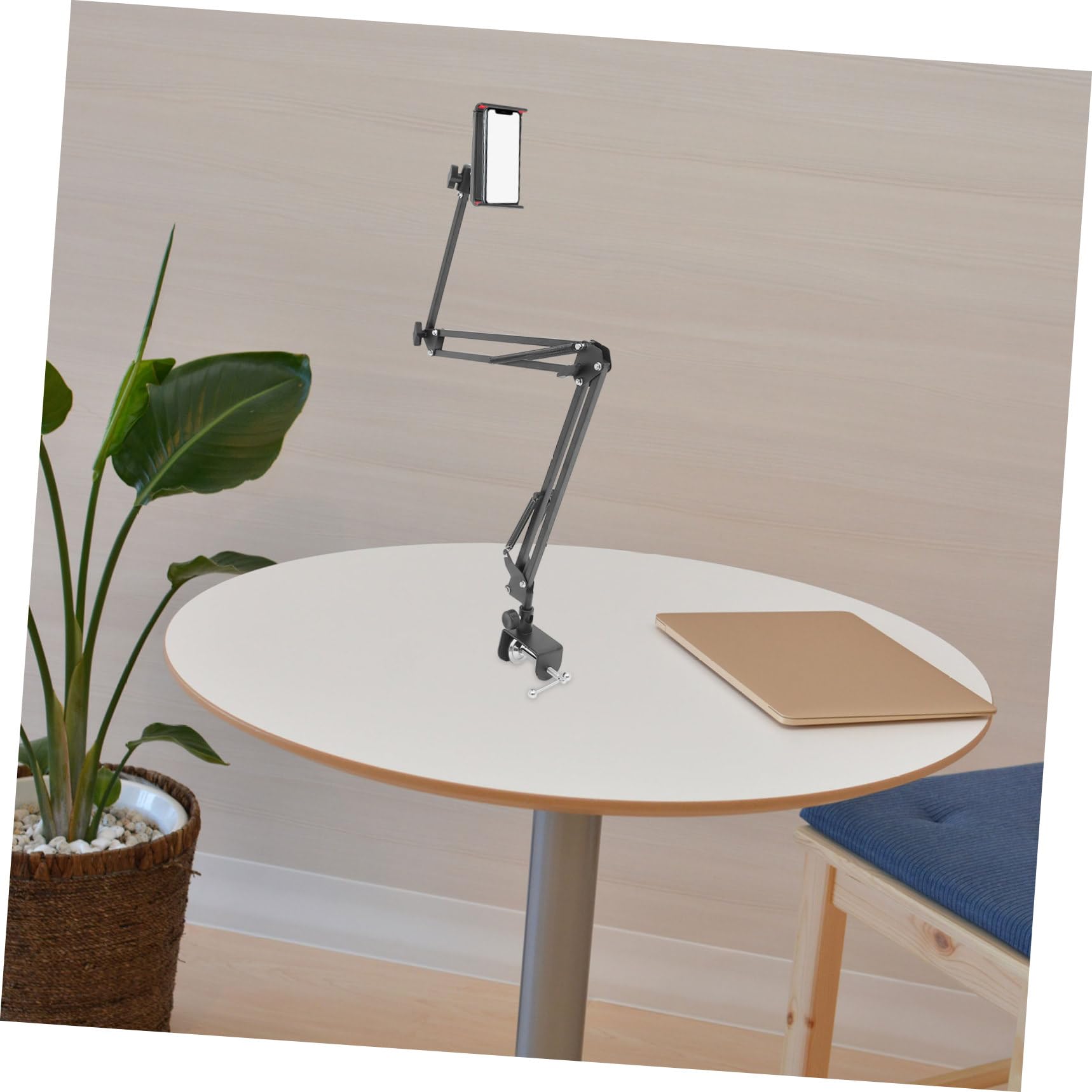 SHINEOFI Klappbare Metall Tablettenhalterung für Schreibtisch Verstellbar und Ausziehbar für Handy und Tablette Unterstützt die Hände Schwarz