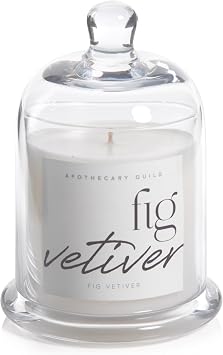 Zodax Apothecary Guild Scented Jar Candle with Glass Cloche, 10.19 oz - Black Fig Vetiver