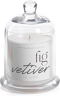 Zodax Apothecary Guild Scented Jar Candle with Glass Cloche, 10.19 oz - Black Fig Vetiver