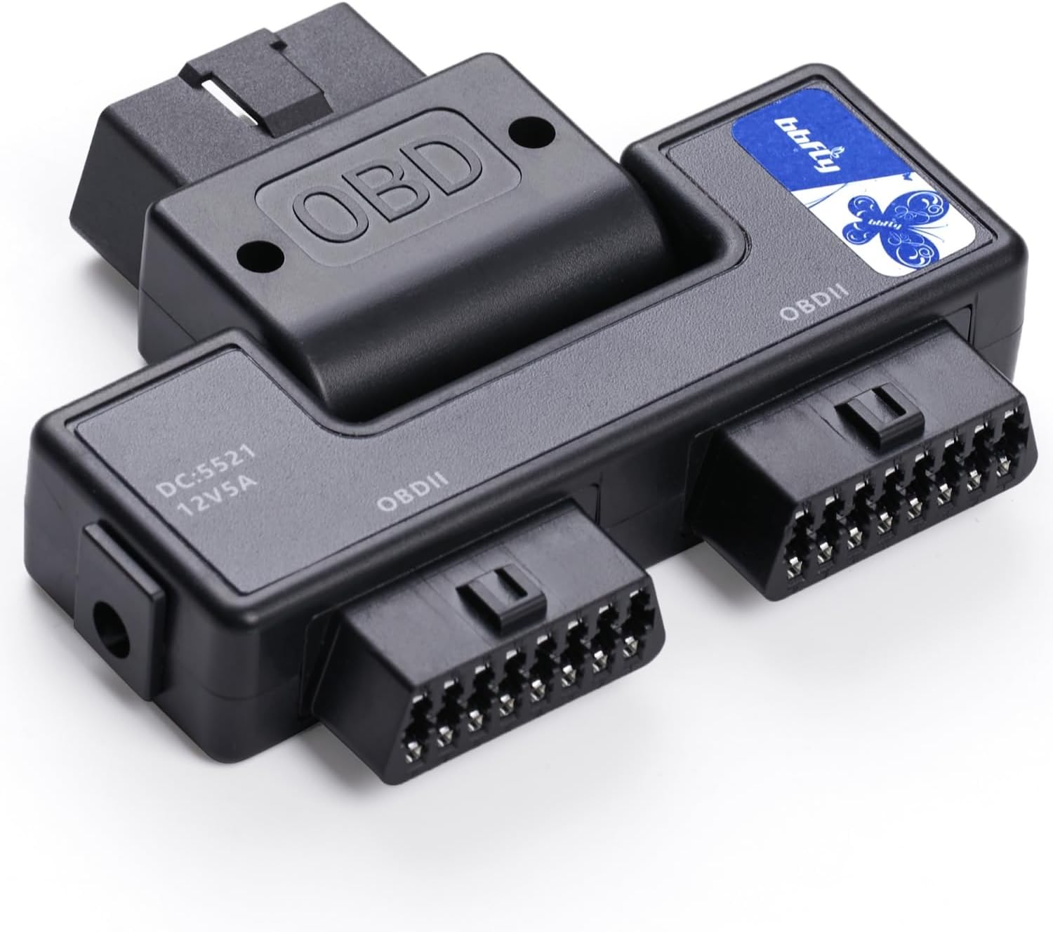 OBDII Splitter with Rotatable Male Port, bbfly-B33 1 Male Splitter to 2 Female J1962 Adapter (1 Pack)