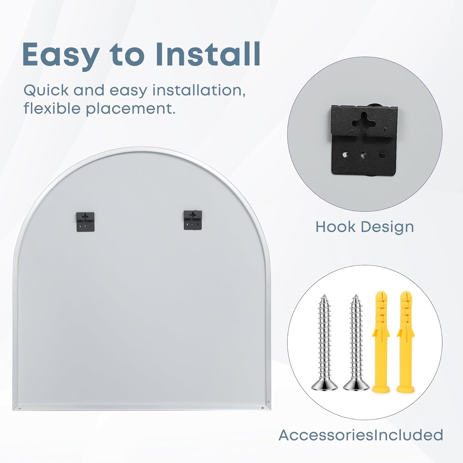 Arched Mirror, Wall Mounted Mirror with Aluminum Alloy Frame, 31"x32" Silver Arched Wall Mirror for Bathroom, Bedroom, Living Room