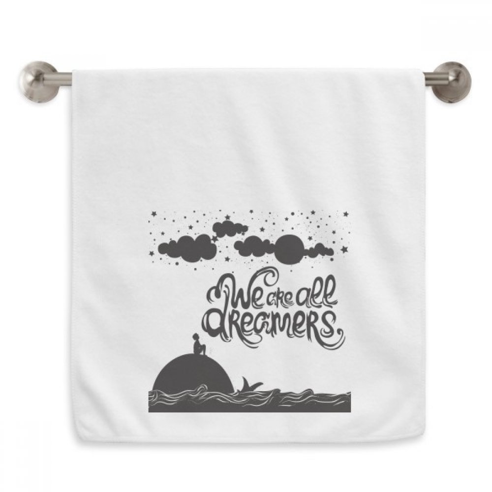 Serviette citation rêveurs blanche en coton 13x29 pouces pour la toilette quotidienne