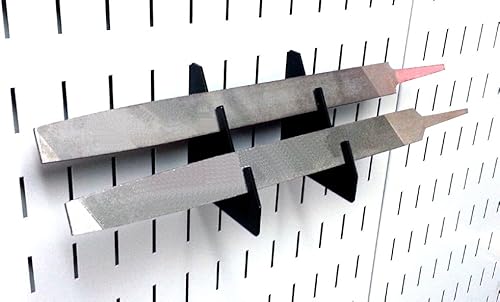 Miniatura 5 de Wall Control Juego de soportes de metal ranurado para tablero de clavijas y tablero de herramientas ranurado, color negro (paquete de 2)