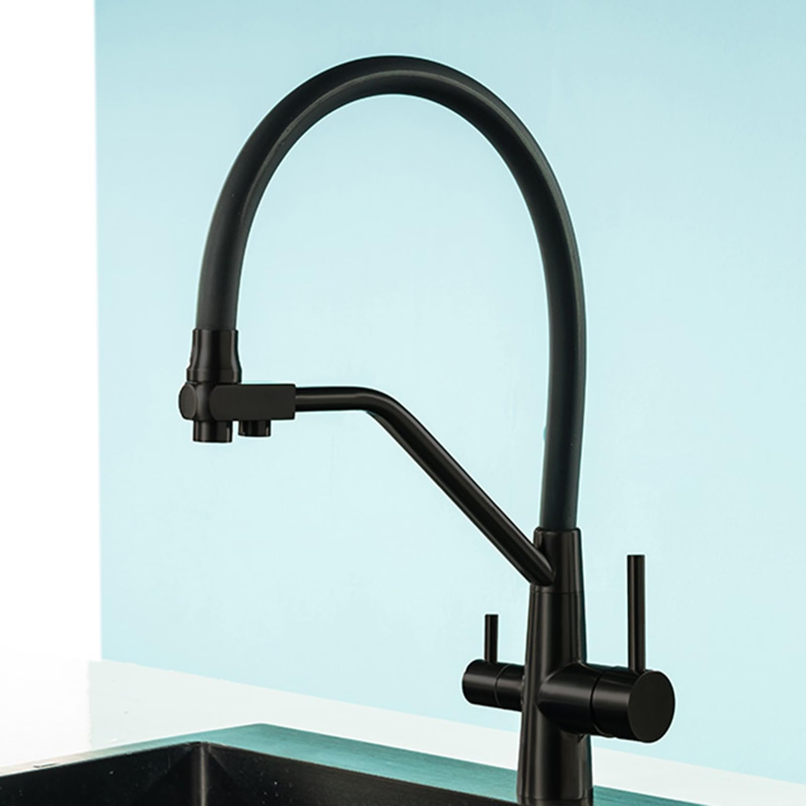 ZQFHSX Kitchen Tap Mixer - Flexible Stainless Steel Hot and Cold Water Purified Brushed Finish