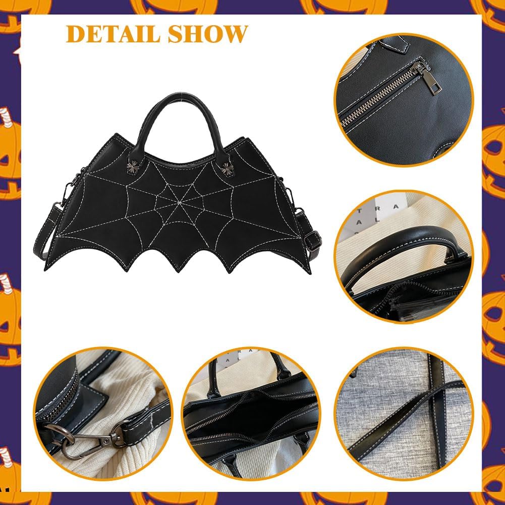 Halloween Crossbody Bag Pu Leather Spooky Skeleton Ghost Purse Gothic Shoulder Bag for Women