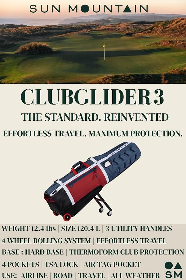 Sun Mountain ClubGlider 3 Golf Travel Bag, 4-Wheel Rolling Retractable-Leg System, Aurora Steel Cadet by Sun Mountain Golf - Used condition - Image 3