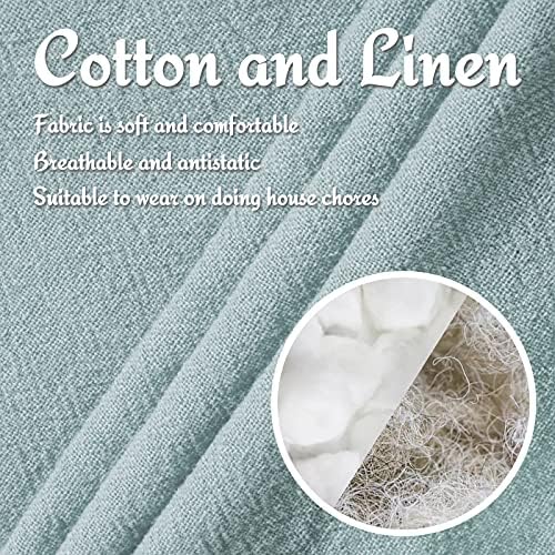 Small snail Women Apron Japanese Style X Shape Cotton Aprons Halter Cross Back Bandage with Big Pockets Solid Color Literature Art Casual Bib for Cooking Chef Cafe Flower Shop Green