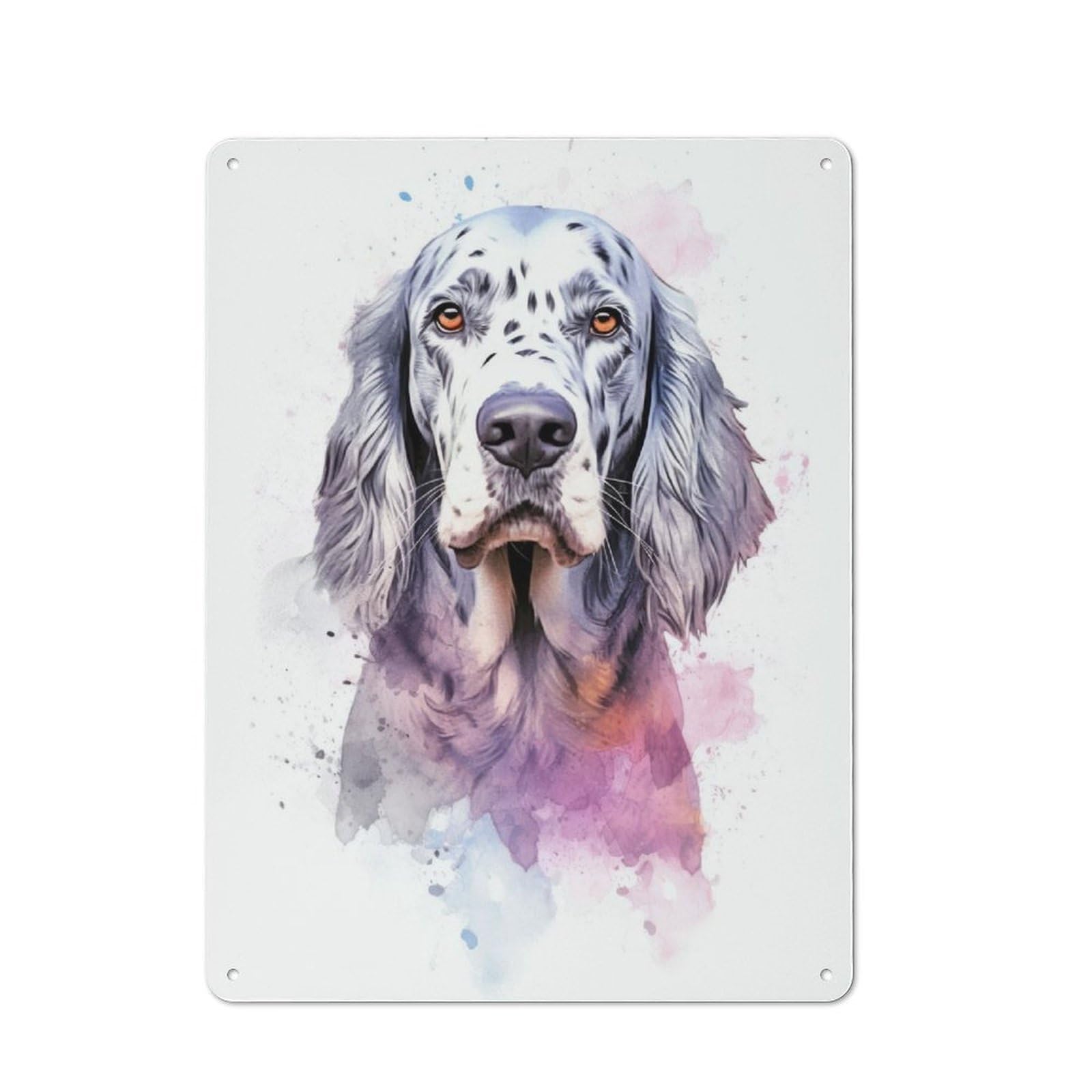 Junmoney Watercolor English Setter For Lounge Or Reading Corner, Retro Metal Sign 40X30cm, For Metal Sign Collectors, For Garage And Workshop Walls
