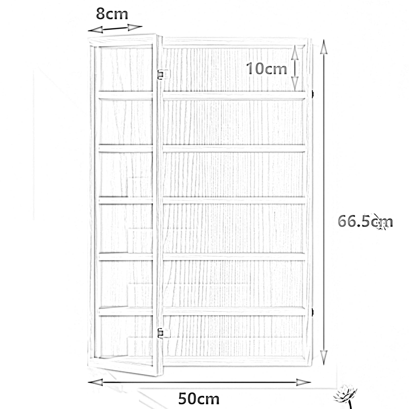 Vetrina in legno a 8 strati per giocattoli da collezione e curiosità, mensola portaoggetti da parete per soggiorno, camera da letto, ufficio e sala giochi (50 x 8 x 66,5 cm)