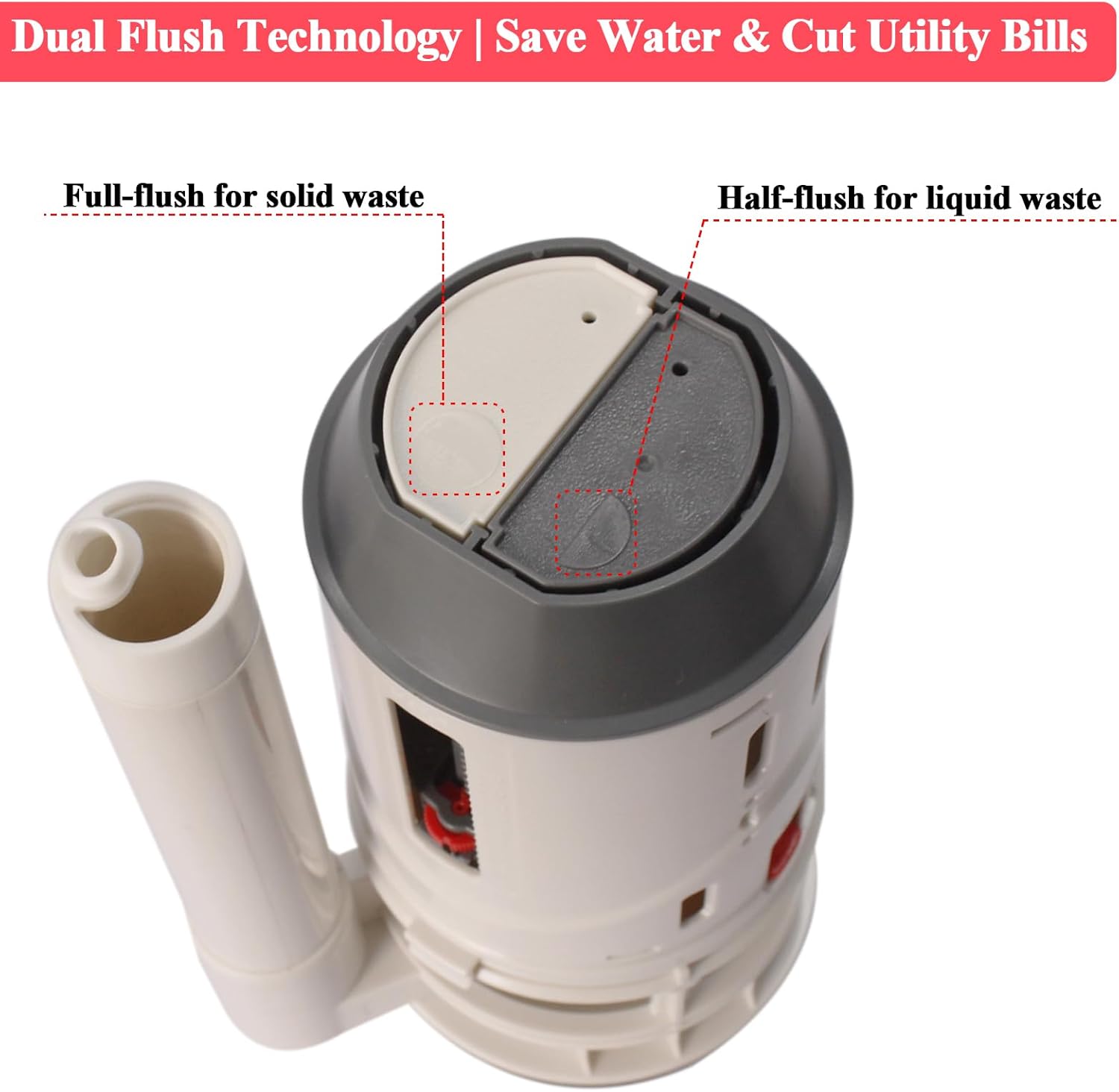 3.22 inch Top Dual Flush Valve Assembly for 2-piece Toilet Replaces Parts A700245-GBG1 Compatible with Water Ridge Toilets