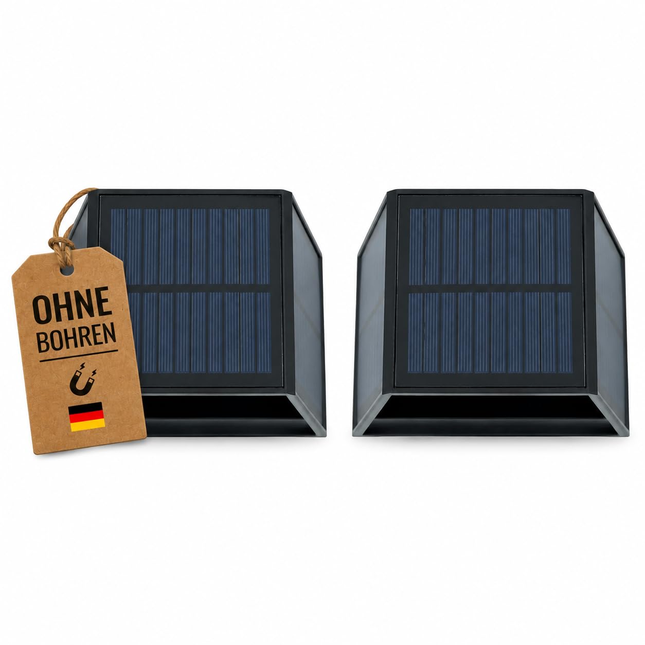 Campnetic LED Solar Ambientelicht mit Magnethalterung - 2er Set - Campingleuchte, Campinglicht - Verstellbarer Lichtkegel, Solaraufladung & 12h Laufzeit - Vanlife, Camping, Kastenwagen, Wohnmobil