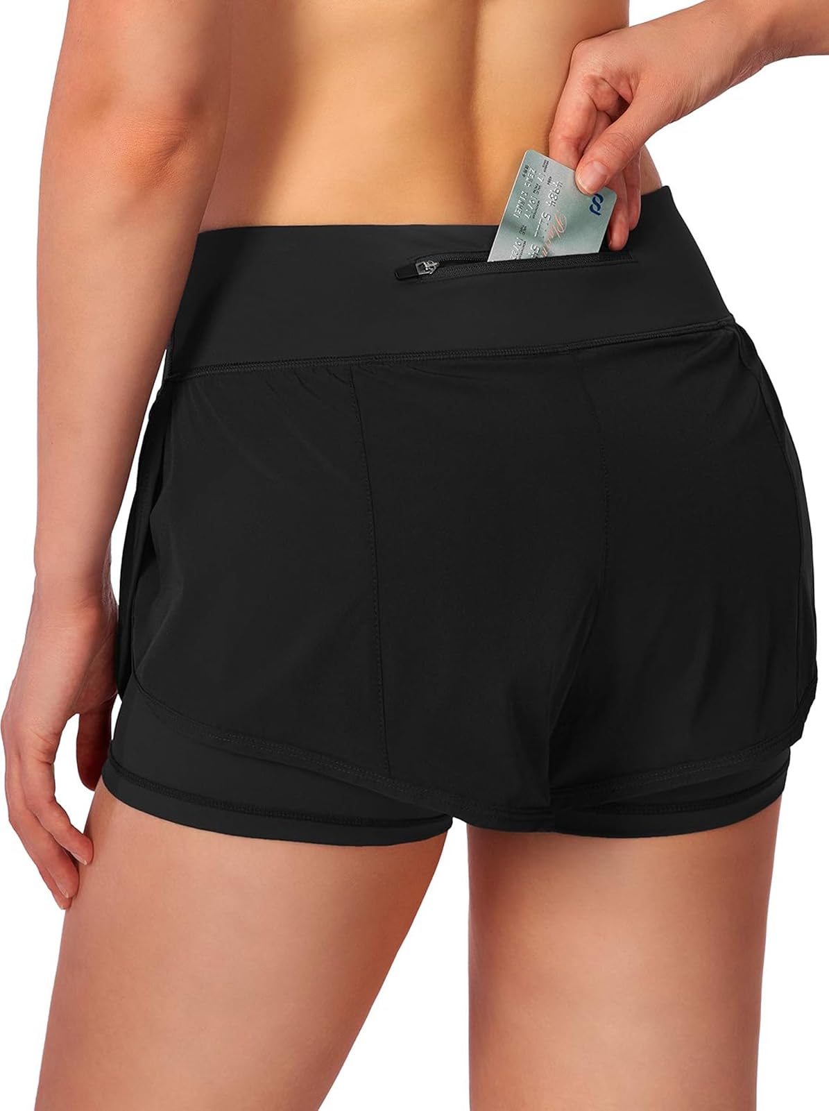Sport Shorts Damen Sommer Sporthose Damen Kurz Hose 2 in 1 Laufshorts Schnelltrocknend Running Gym Training Fitness Yoga Jogging Shorts mit Taschen
