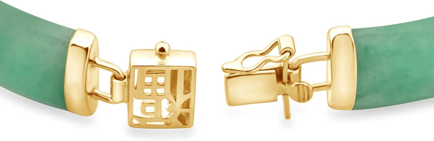 Belacqua Natural Green Jade Link Bracelet in Sterling Silver, 7.5 Inches Length, Fashion Jewelry for Women, Gift Box Included