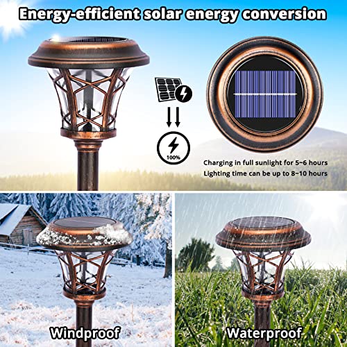 Ilanck 6 Pack Stainless Steel 20 Lumen Super Bright Waterproof Outdoor Solar Lights,Glass Shade Color Changing + Warm White Led Solar Lights For Yard Pathway Lawn Patio Driveway #TOP3