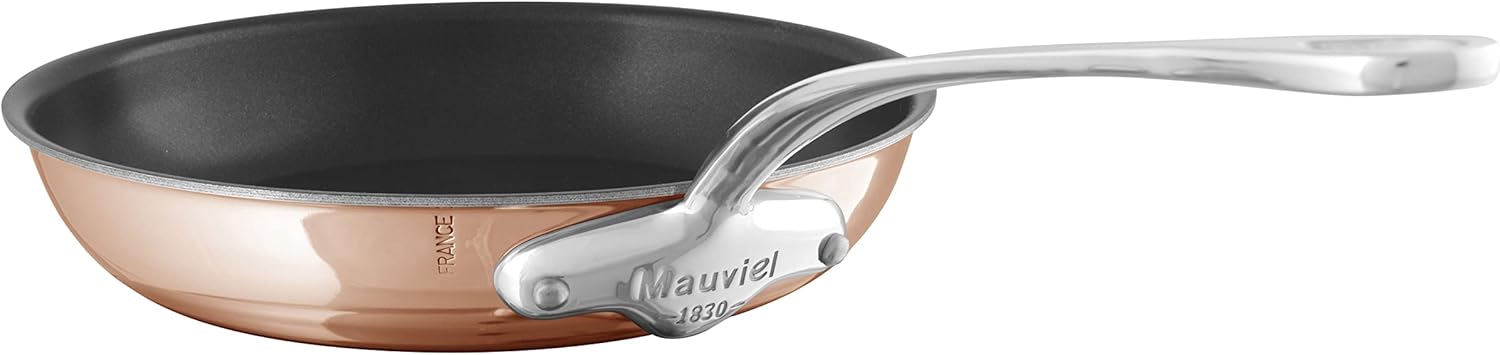 Mauviel M’6S 6-Ply Polished Copper Nonstick Frying Pan With Cast Stainless Steel Handles, 7.9-in, Made In France