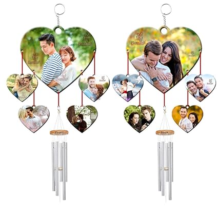 BusinessJi Acrylic Wind Chime With Photo (Multicolour)