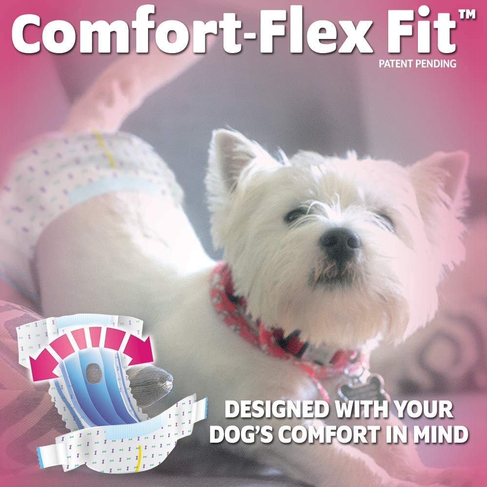 OUT! Pannolini monouso per cani femminili | Assorbente con | di adattamento a prova di perdite XXS - Confezione da 18