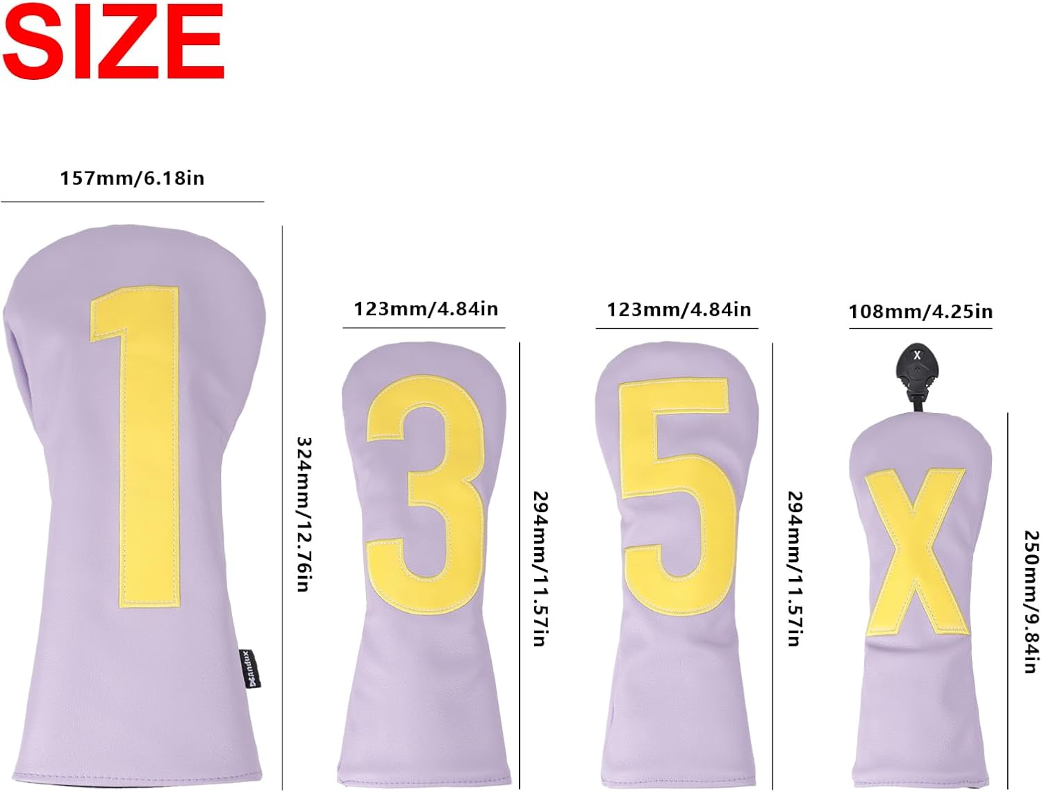 Andux 4Pack/Set PU Large Number Golf 460cc Driver Fairway Woods Hybrids Club Head Covers MT/MG79