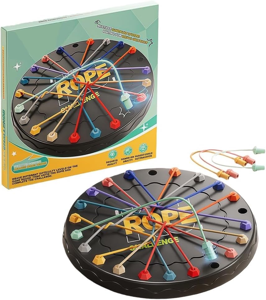 Board Games for Adults and Family, Brainy Knots - Strategy Puzzle Game, Brain Teaser & Logic Puzzle for Kids Teens Adults, 2-4 Player Interactive Rope Challenge for Game Night, Perfect Travel Board Ga
