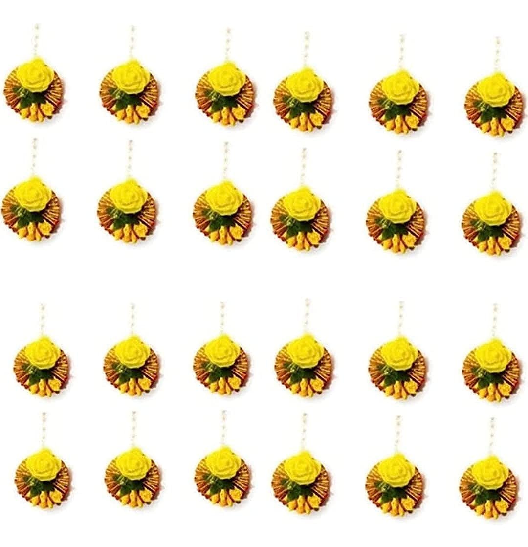 GOMOLY Flower yellow Fabric Along with Pearls Brass Maang Tikka for Women,Pack of 24 ; MangTika Set for Wedding | Baby Shower | Shaadi| Haldi | Mehandi | Party in Yellow Colour for Girls (B0CQ8VHF1W) Amazon Price History, Amazon Price Tracker
