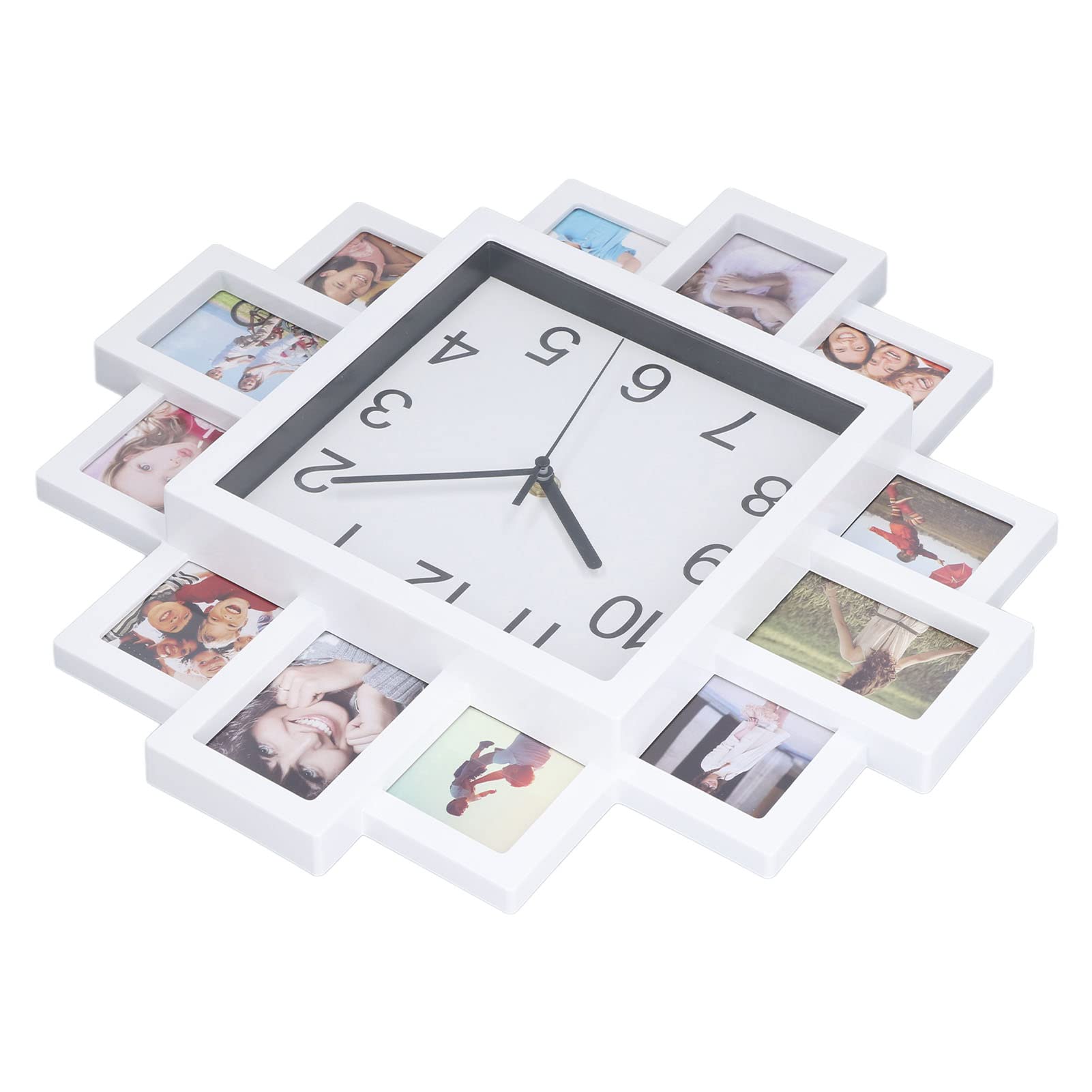 Naroote Reloj de Pared con Marco de Fotos Blanco con Múltiples Fotos para Decoración del Hogar, Reloj Personalizado Sala de Estar, Dormitorio, Sala de Estudio, Oficina, Material