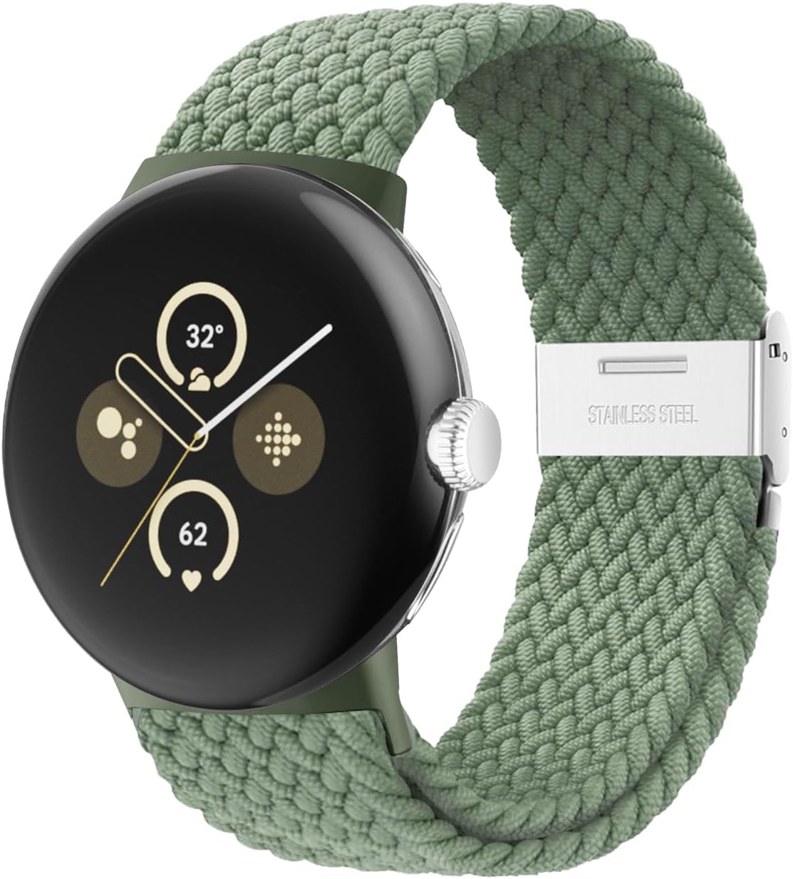 Stretchy Braided Bands Compatible with Google Pixel Watch 4 3 41mm/Pixel Watch 2 Band/Google Pixel Watch Band - Upgraded Connector - Elastic Nylon Breathable Sport Straps for Women Men