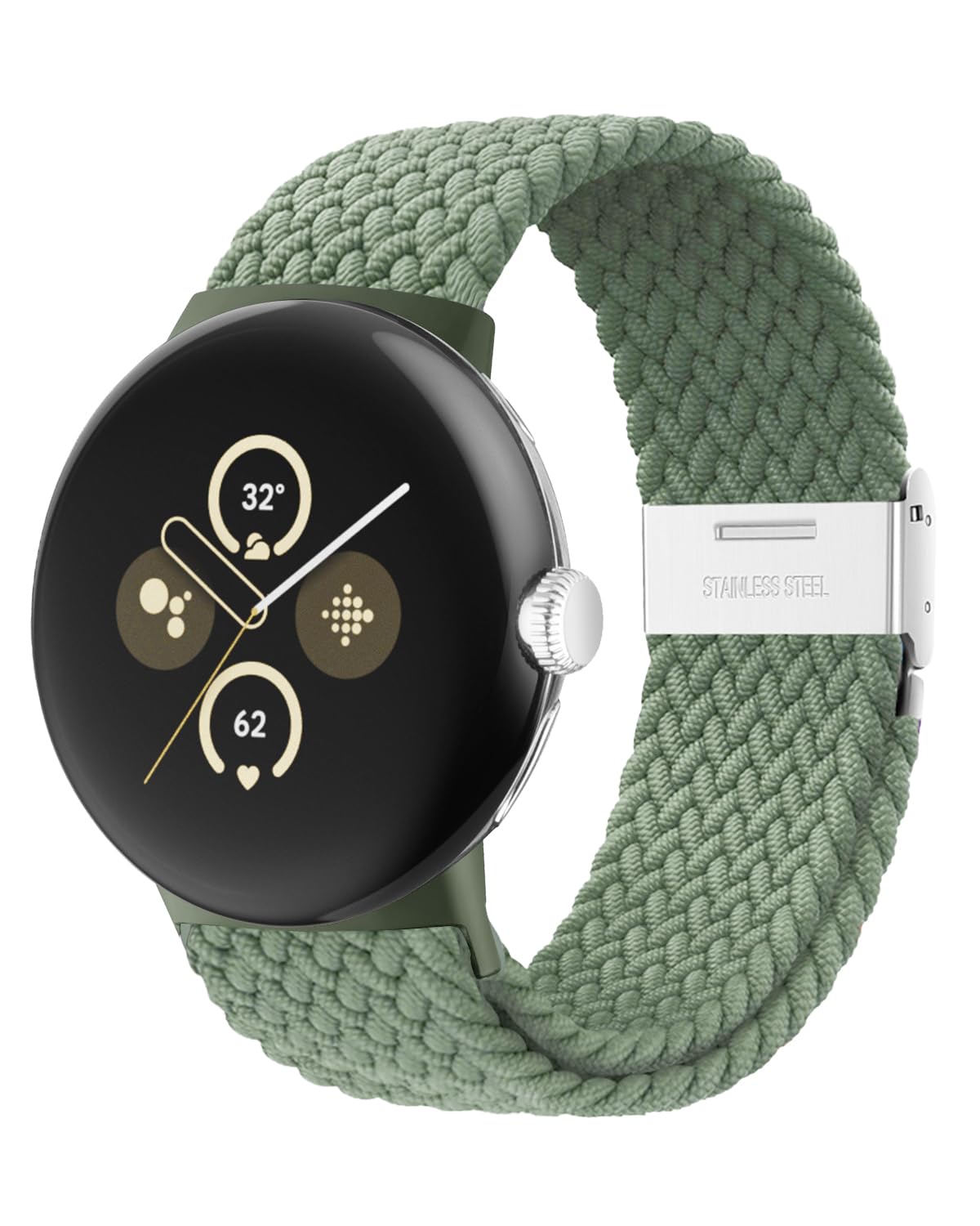 Stretchy Braided Bands Compatible with Google Pixel Watch 4 3 41mm/Pixel Watch 2 Band/Google Pixel Watch Band - Upgraded Connector - Elastic Nylon Breathable Sport Straps for Women Men