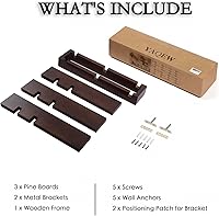 Vista 6 de Estantes flotantes variables de madera, juego de 4, estantes para baño de 28.35" máx., estantes de pared rústicos para sala de estar, dormitorio