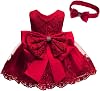 KISSOURBABY Toddler Baby Girls Embroideries Baptism Dresses Christening Special Occasions Gown for Baby Girl with Headwear