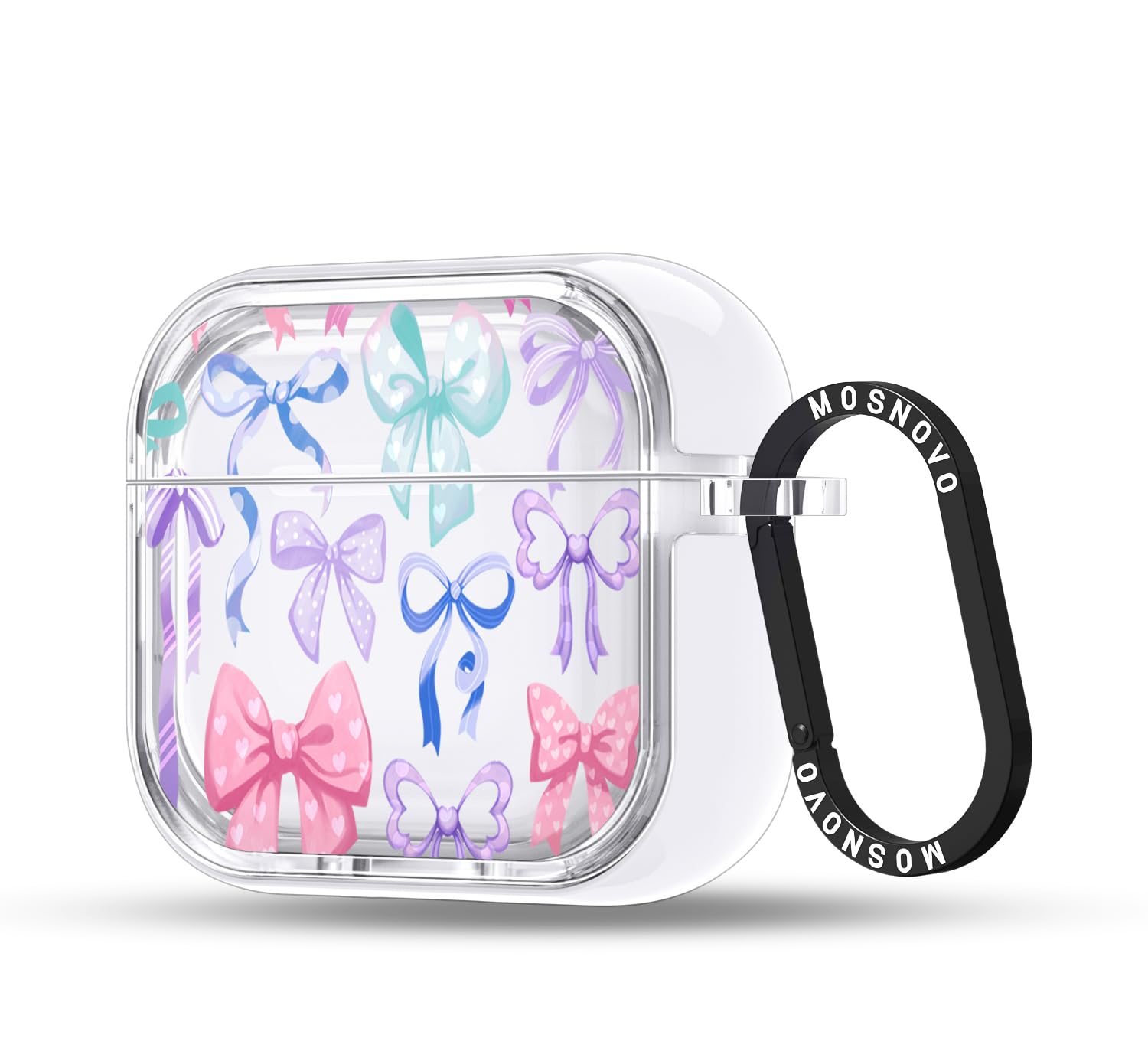 MOSNOVO Case for Airpods 4, Protective Clear Case with Shockproof Dual Layer Hard Luxe Metal Ring Designed for Airpods 4 Generation - Bows